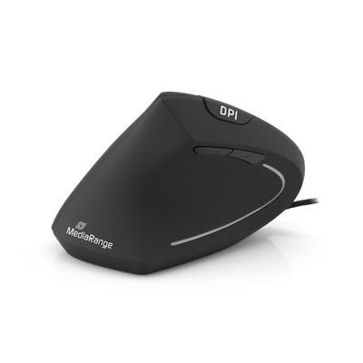 MEDIARANGE MROS231 - Linkshändig - Vertikale Ausführung - Optisch - USB Typ-A - 2400 DPI - Schwarz, Ansicht 3