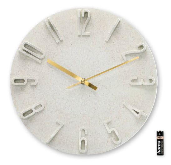Hama Wanduhr Korfu O 30 cm Quarzuhr analog 3D-Ziffern Beige, Ansicht 2