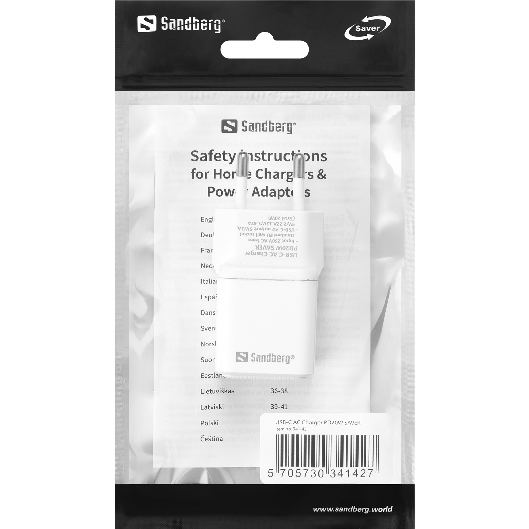 SANDBERG SAVER - Netzteil - 20 Watt - 3 A (24 pin USB-C), Ansicht 2
