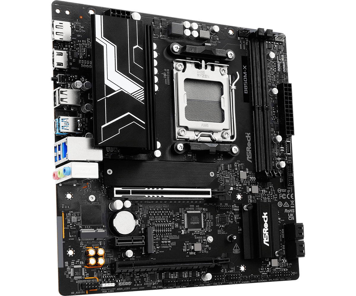 ASRock B850M-X R2.0 - Motherboard - micro ATX - Socket AM5 - AMD B850 Chipsatz - 2.5 Gigabit LAN, Ansicht 4