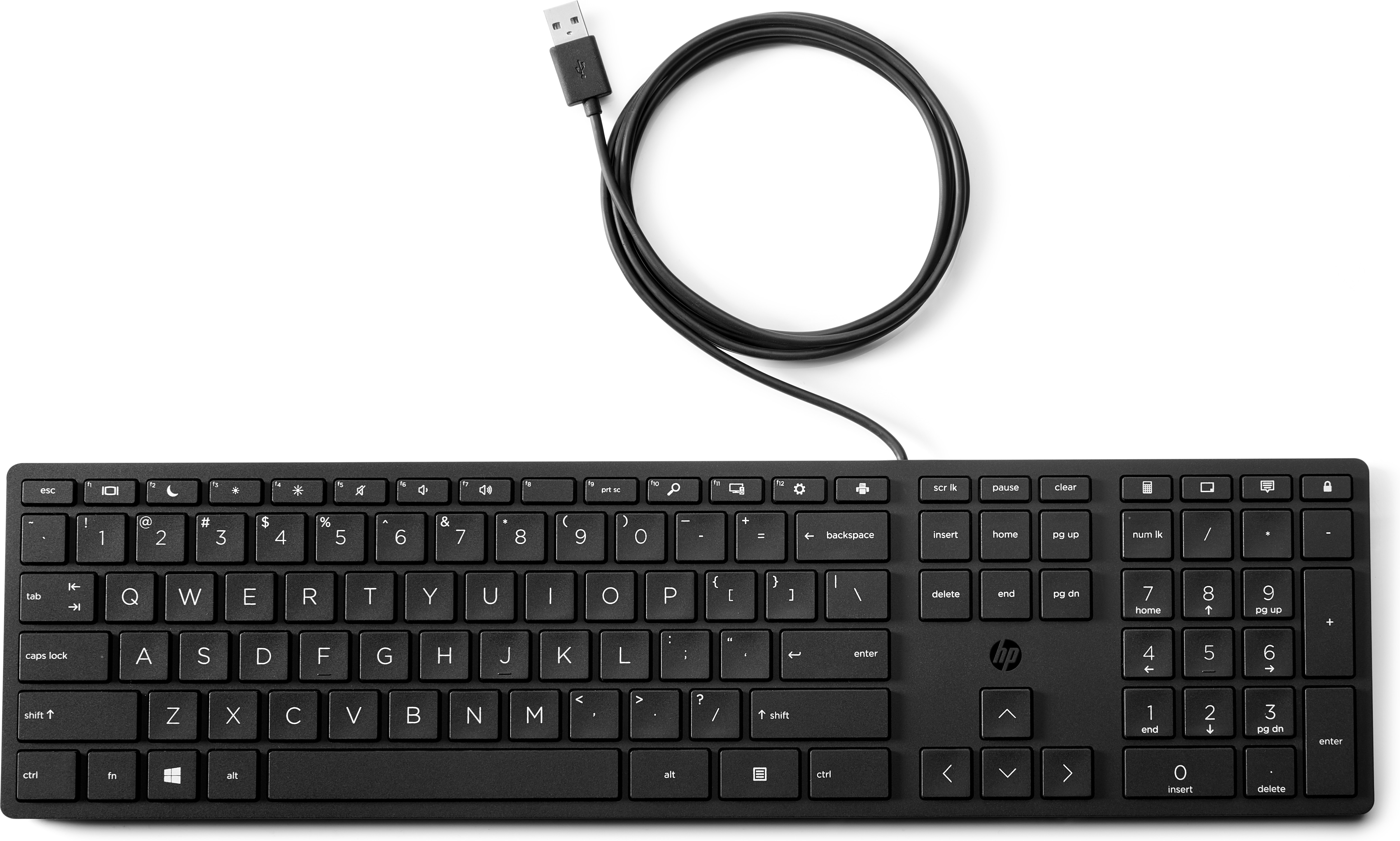 HP 320K-Tastatur für Desktop-PC, kabelgebunden, Volle Größe (100%), Kabelgebunden, USB, Mechanischer Switch, QWERTY, Schwarz