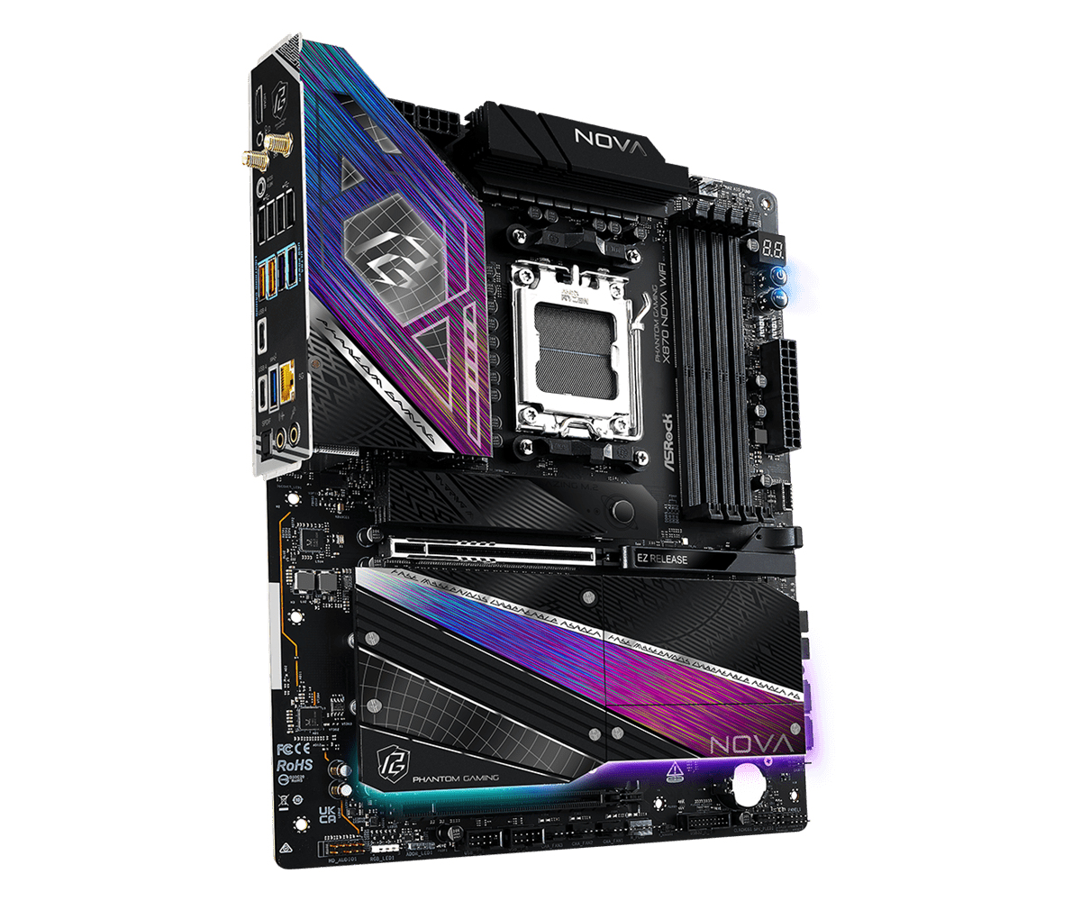 ASRock X870 Nova WiFi AM5 ATX HDMI/USB-C DDR5 - Mainboard - AMD Sockel AM5 (Ryzen Zen4), Ansicht 3