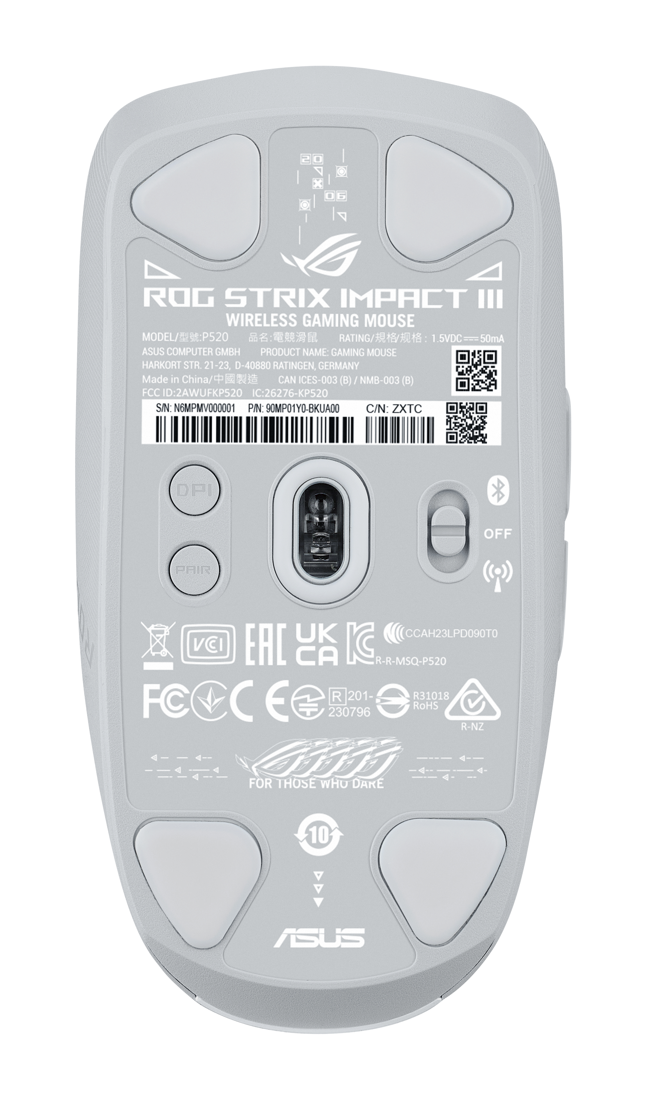 ASUS ROG Strix Impact III Wireless - Maus - rechts- und linkshändig, Ansicht 3