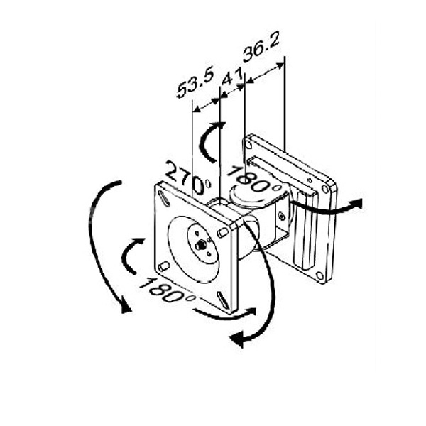 VALUE Befestigungskit (Wandmontage, Montagearm für Einzelbildschirm) - für LCD-Display - Stahl - Schwarz, Ansicht 3