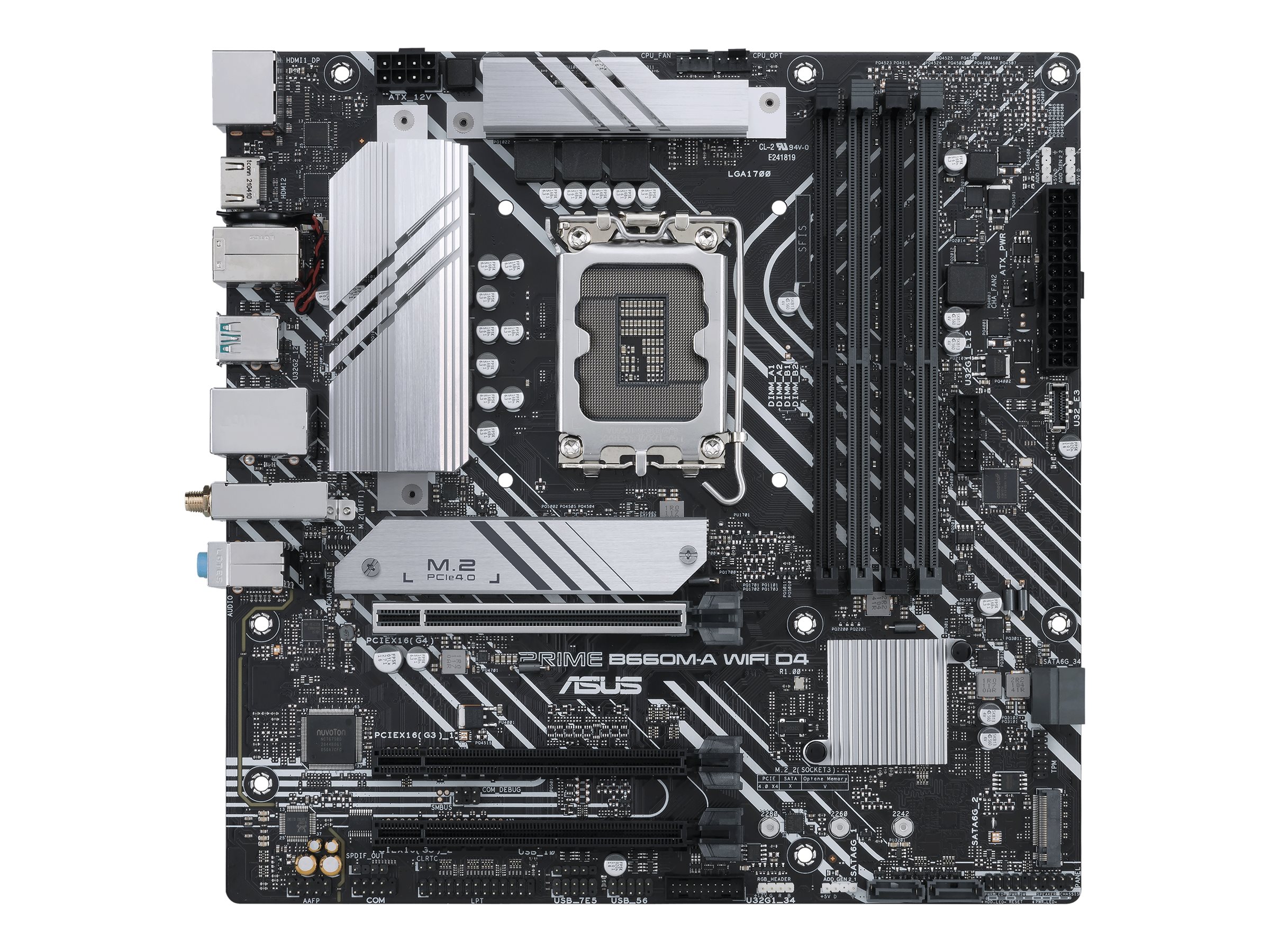 ASUS PRIME B660M-A WIFI D4 - Motherboard - micro ATX - LGA1700-Sockel - B660 Chipsatz - USB 3.2 Gen 1, USB 3.2 Gen 2, USB-C 3.2 Gen 1 - Gigabit LAN, Wi-Fi 6, Bluetooth - Onboard-Grafik (CPU erforderlich)