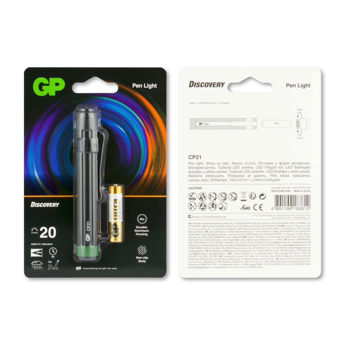 GP Battery CP21 - Hand-Blinklicht - Schwarz - Aluminium - IPX4 - 100 lm - 40 m, Ansicht 2