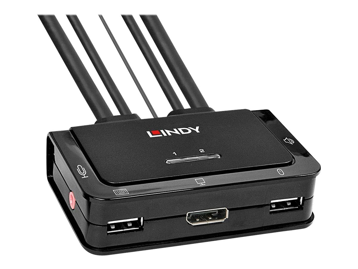 Lindy 2 Port DisplayPort 1.2, USB 2.0 KVM Switch mit Audio