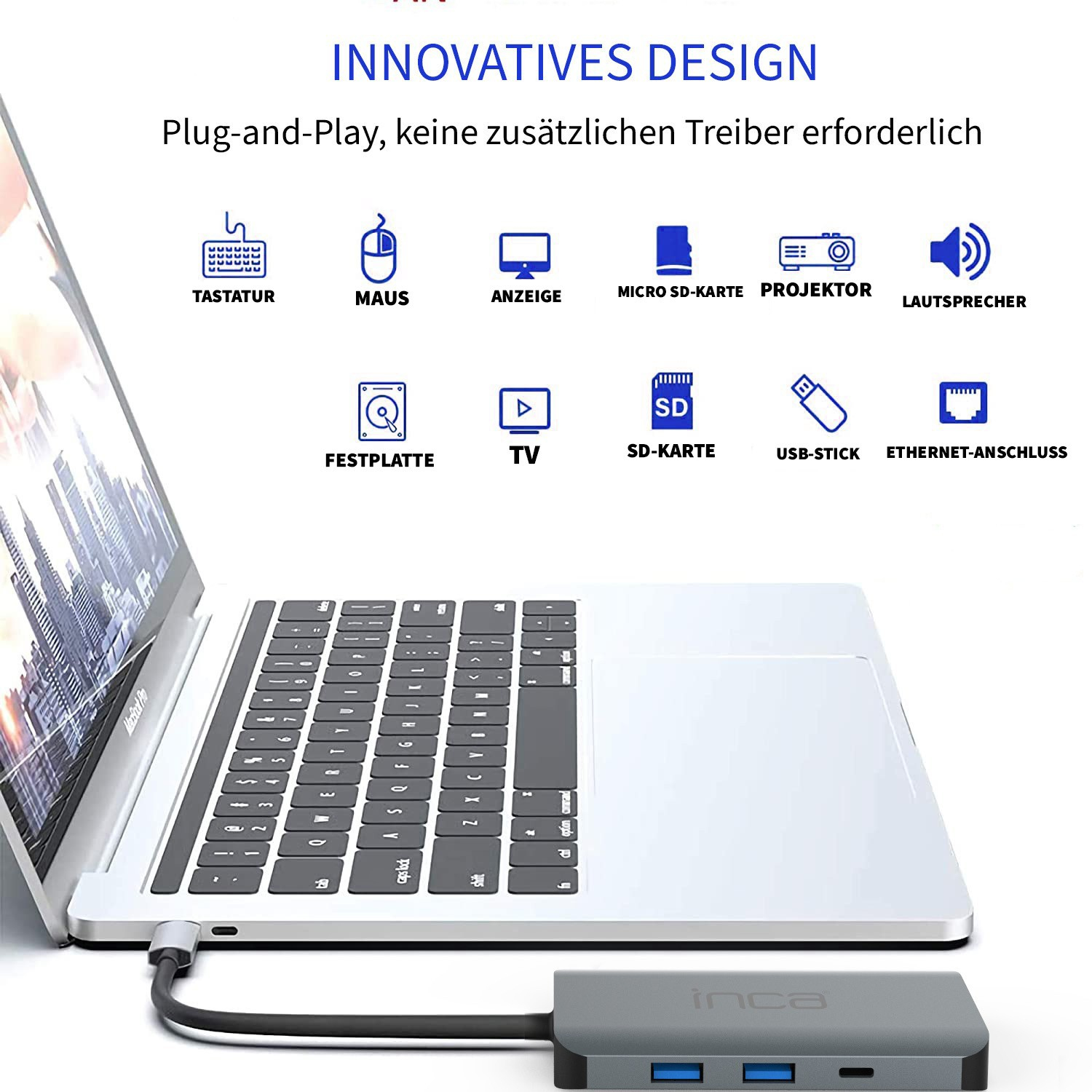 INCA Adapter ITPC-10TX USB-C 9-in-1 - Adapter, Ansicht 2