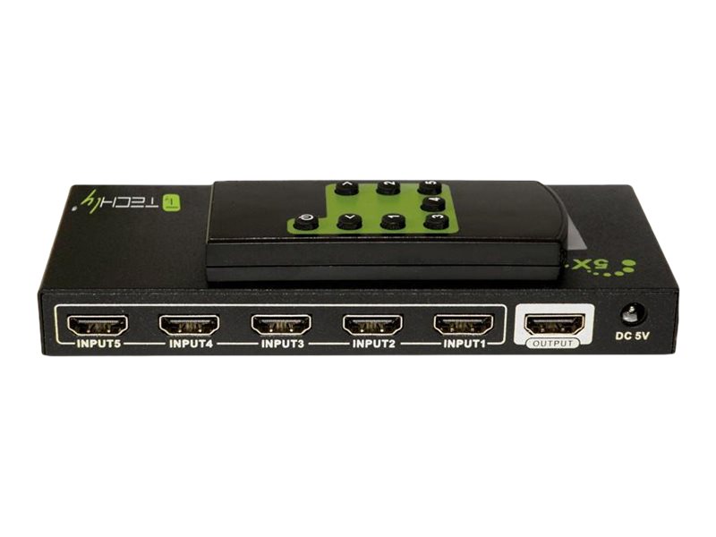Techly 5 IN 1 OUT HDMI Switch with Remote Control, 4Kx2K, 3D, Ansicht 3