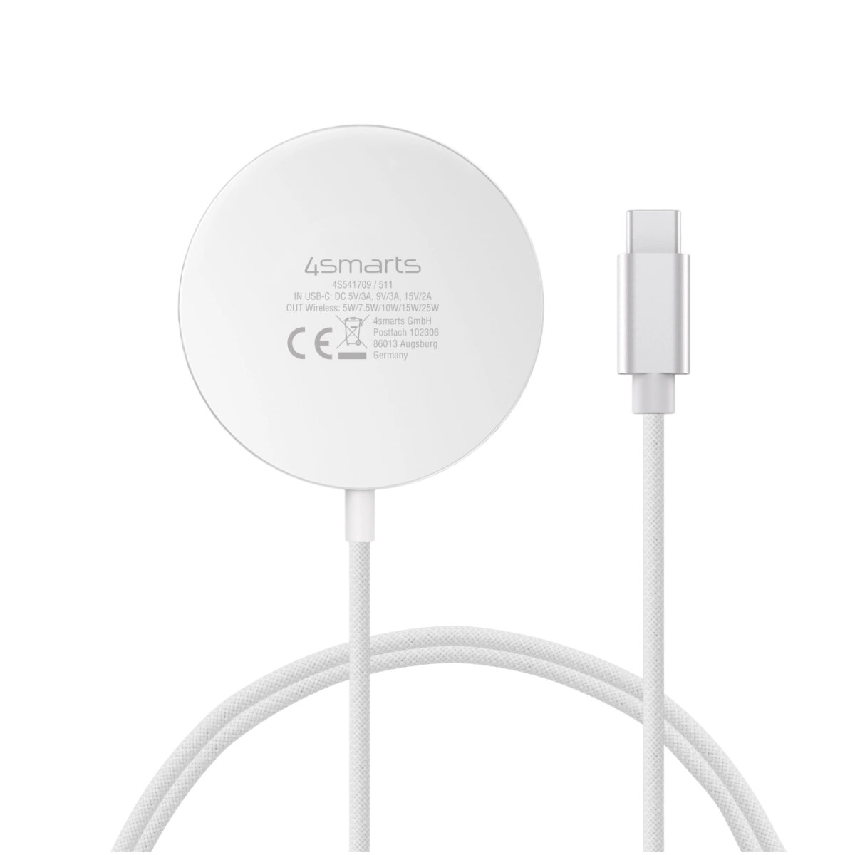 4smarts Kabelloses Lade-Set Qi2/MagSafe-kompa weiß 541708, Ansicht 3