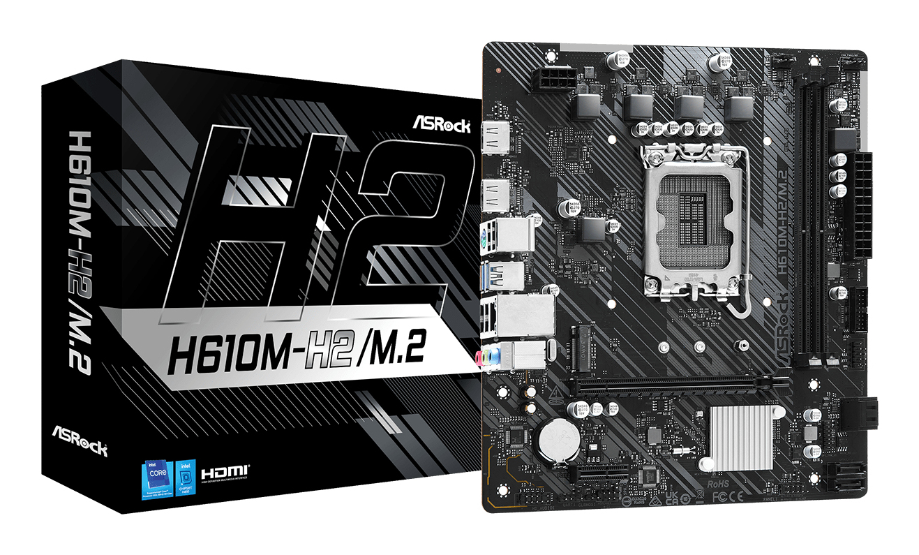 ASRock H610M-H2/M.2 - Motherboard - micro ATX - LGA1700-Sockel - H610 Chipsatz - USB 3.2 Gen 1 - Gigabit LAN, Ansicht 4