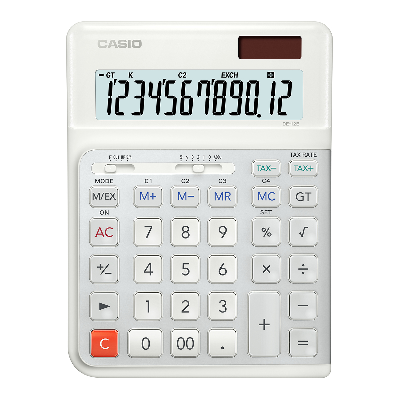 Casio DE-12E-WE - Desktop - Einfacher Taschenrechner - 12 Ziffern - Batterie/Solar - Weiß, Ansicht 3