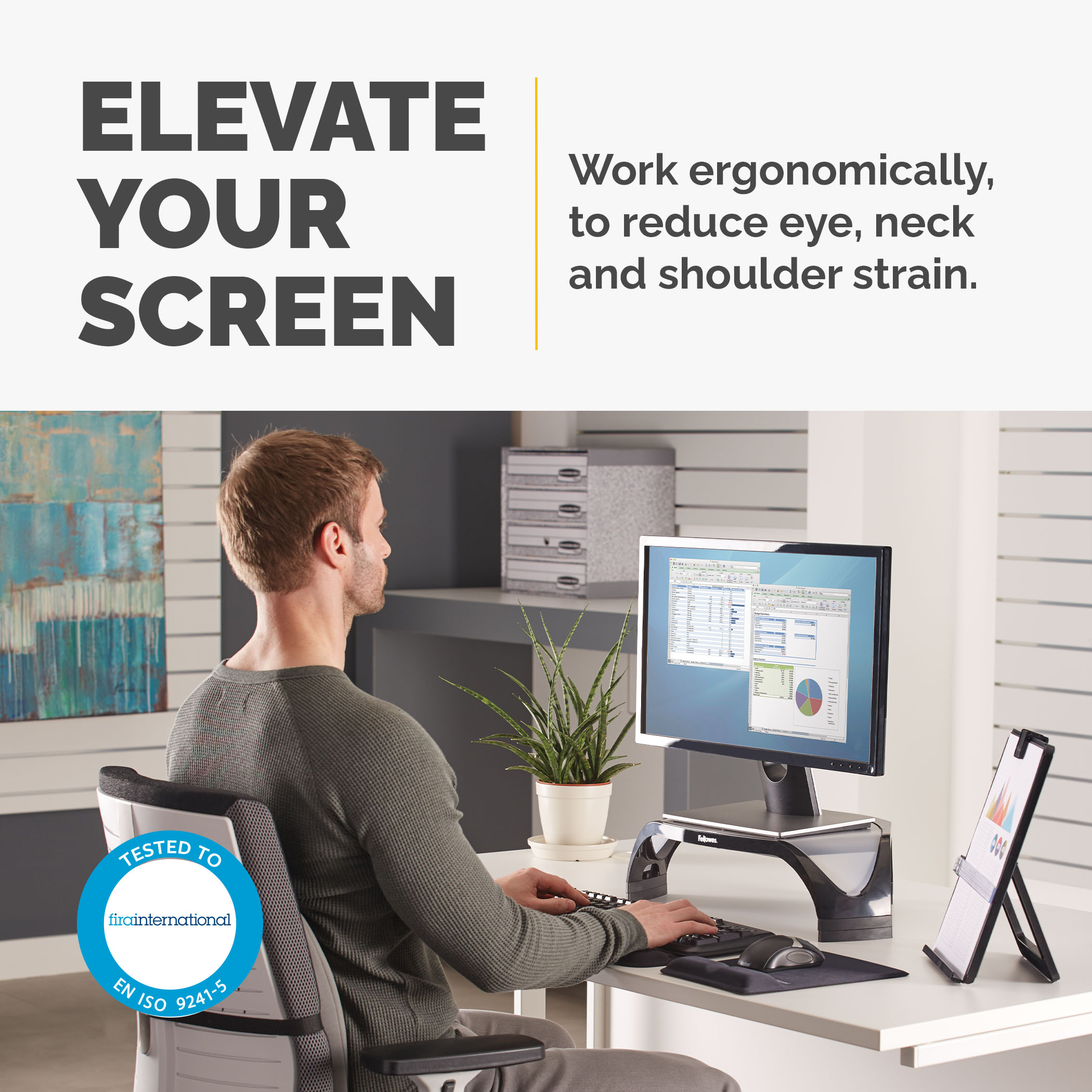 Fellowes Smart Suites Corner Monitor Riser - Aufstellung - für Monitor - Acrylnitril-Butadien-Styrol (ABS), Ansicht 3