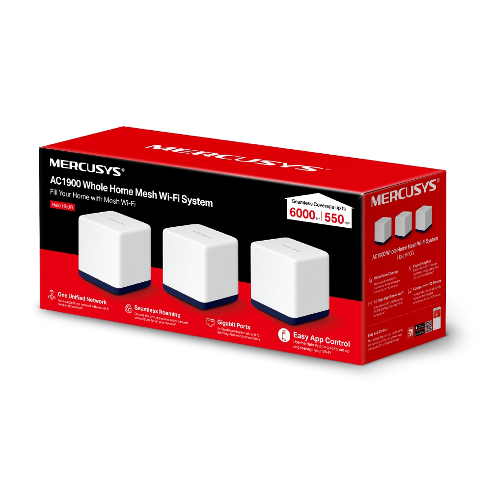 Mercusys Halo H50G(3-pack) - Weiß - Intern - Mesh-System - 0 - 40 °C - 10 - 90% - 5 - 90%, Ansicht 2