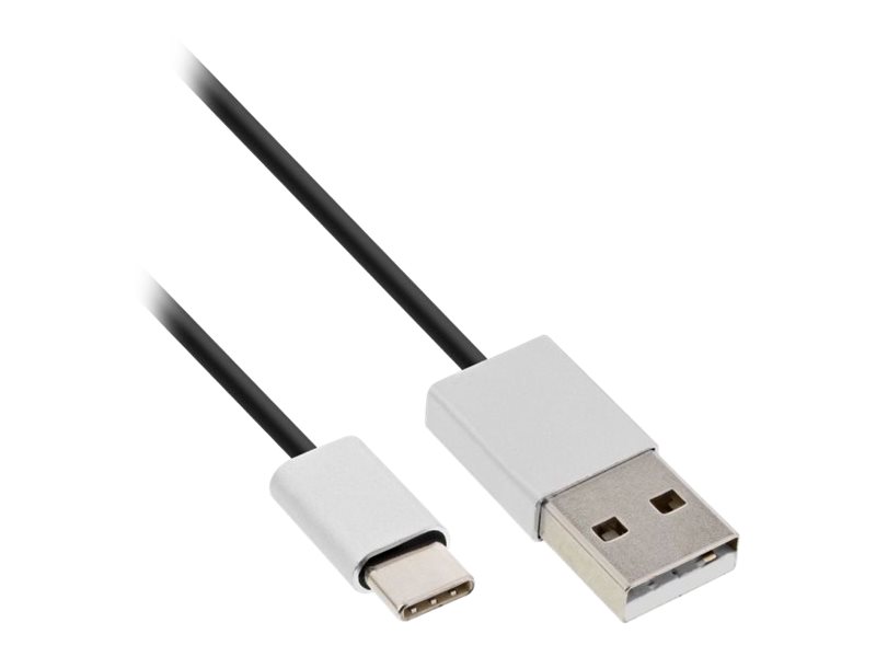 InLine USB 2.0 Kabel - USB-C Stecker an A Stecker - schwarzAlu - flexibel - 5m