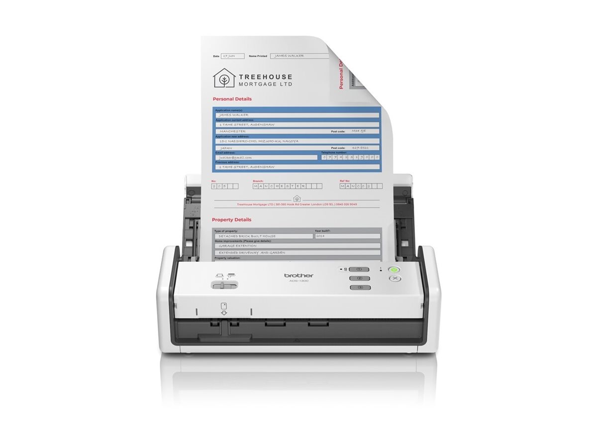 Brother ADS-1300 - Dokumentenscanner - Dual-CIS - Duplex - A4 - 600 dpi x 600 dpi - bis zu 30 Seiten/Min. (einfarbig)