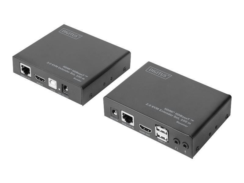 DIGITUS 4K HDMI HDBaseT 2.0 KVM Extender Set, 100 m