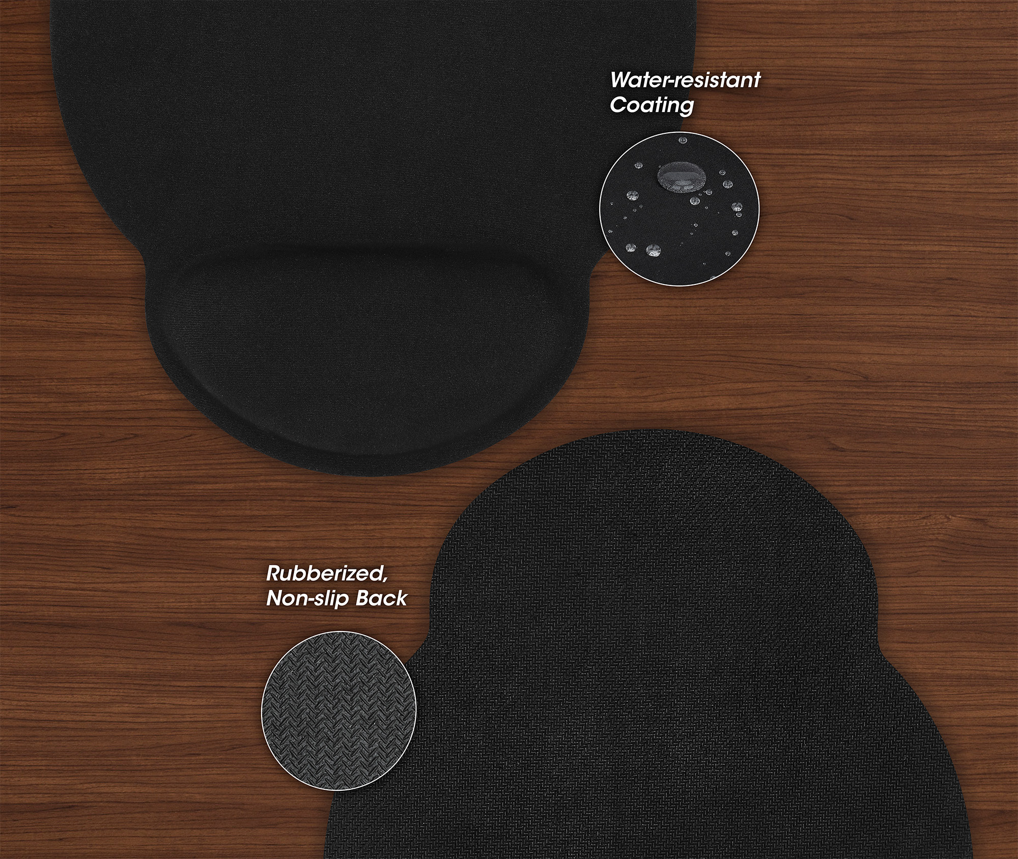 IC Intracom Manhattan Wrist Gel Support Pad and Mouse Mat, Black, non slip base, Lifetime Warranty, Ansicht 3