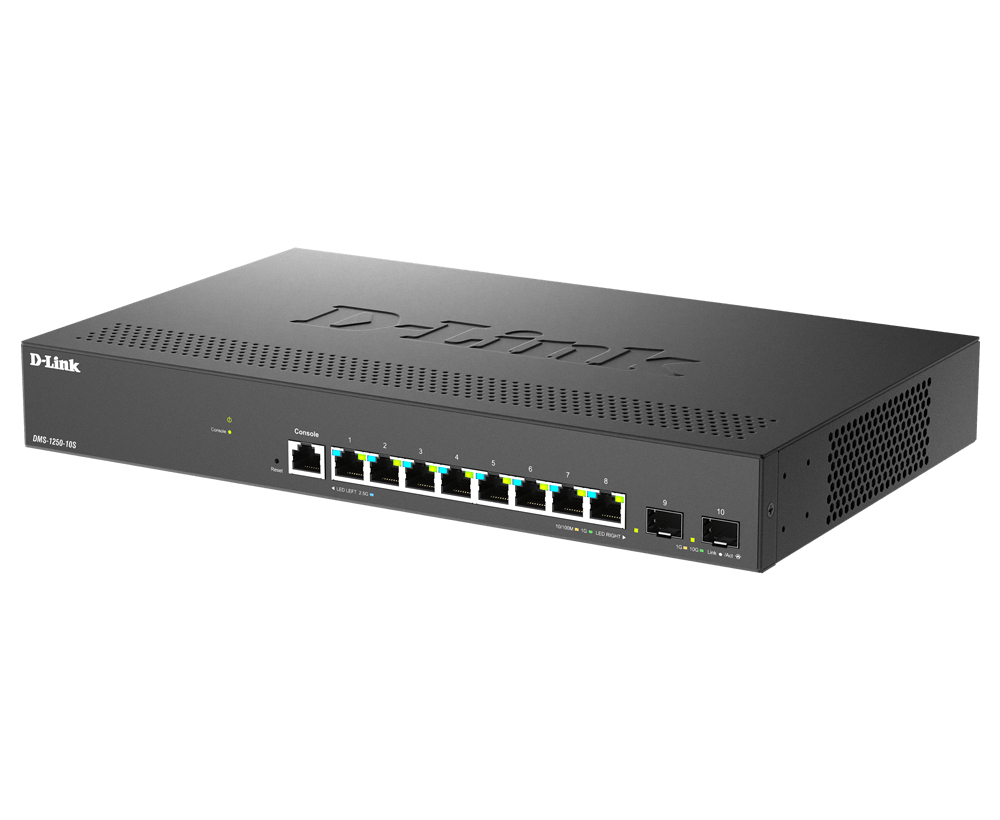 D-Link DMS 1250-10S - Switch - L2+ - Smart - 8 x 2.5GBase-T + 2 x 10 Gigabit SFP+, Ansicht 3