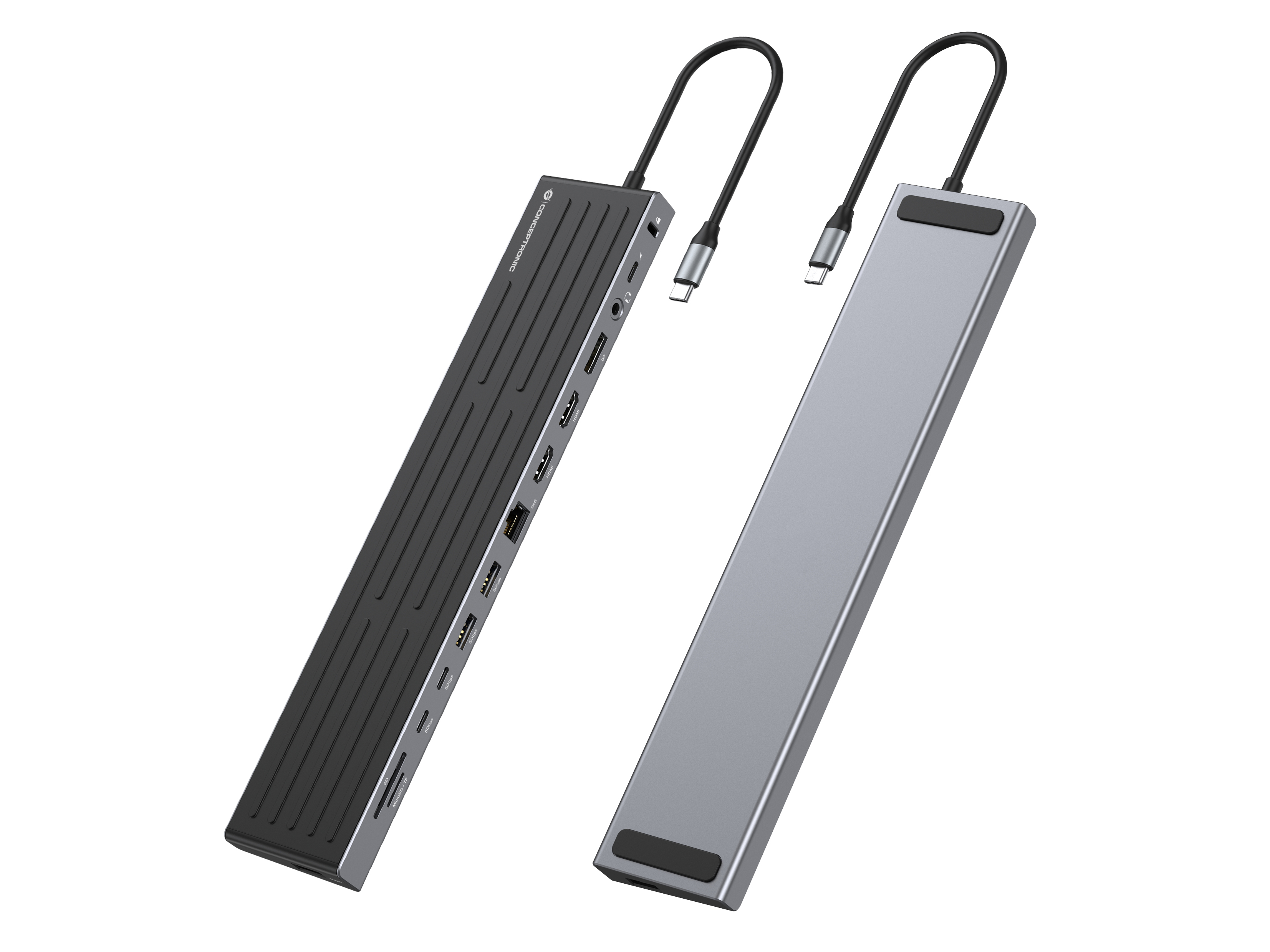 Conceptronic 14-1 Dock USB-C->2xHDMI DP 2xUSB-C 3xUSB-A+ sw, Ansicht 3