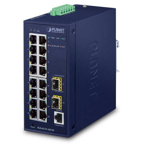 Planet IGS-4215-16T2S - Switch - managed - 16 x 10/100/1000 + 2 x Gigabit SFP, Ansicht 3
