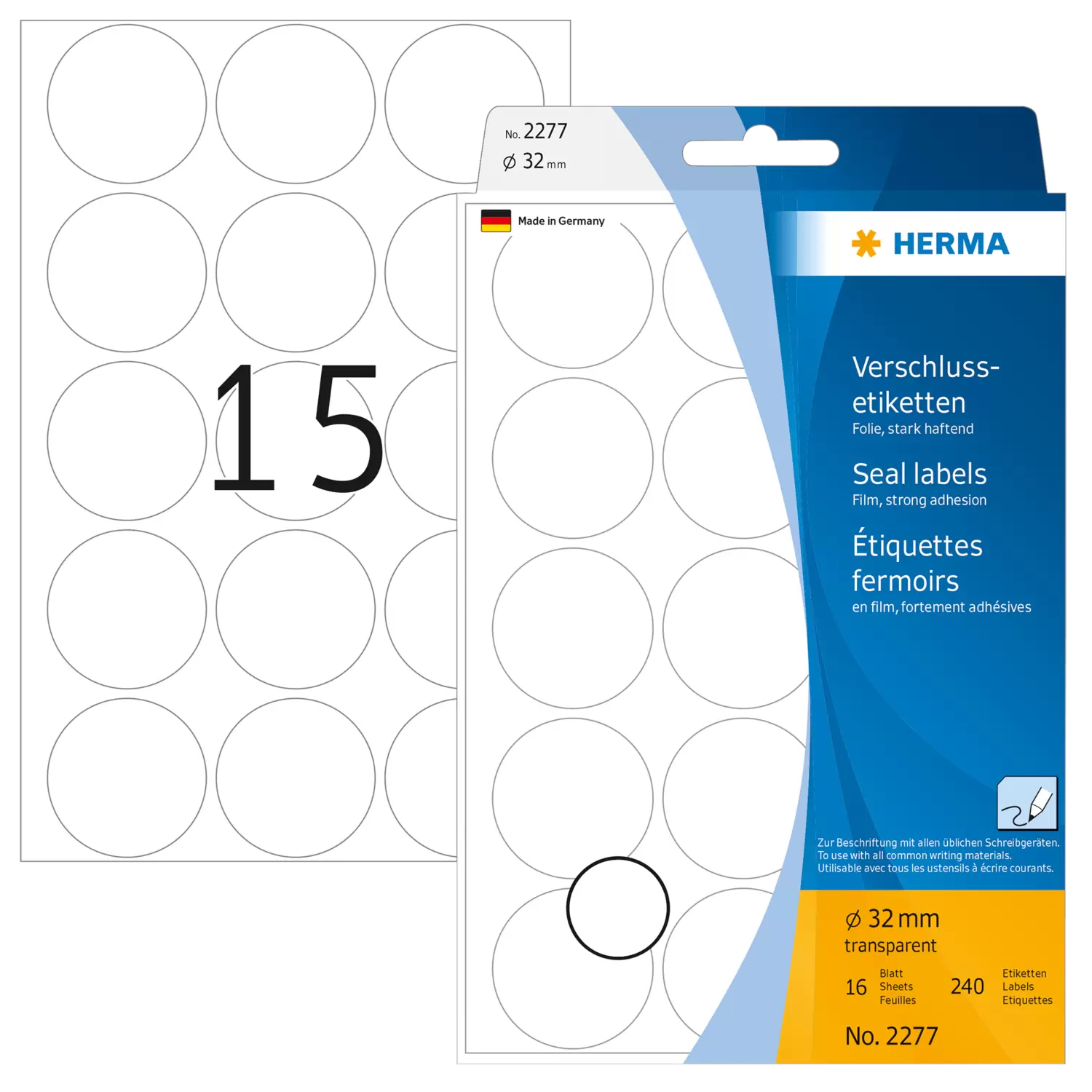 HERMA Extra starker Klebstoff - durchsichtig - 32 mm rund 240 Etikett(en) (16 Bogen x 15), Ansicht 2