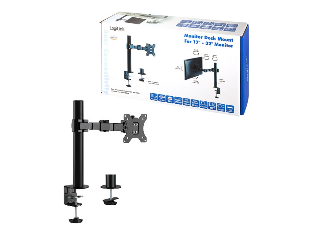 LogiLink Befestigungskit - einstellbarer Arm - für LCD-Display - Stahl - Schwarz - Bildschirmgröße: 43.2-81.3 cm (17"-32")