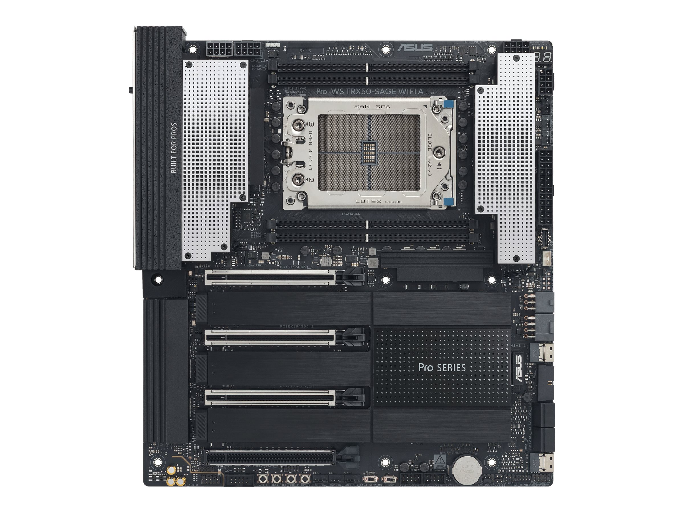 ASUS PRO WS TRX50-SAGE WIFI A - Motherboard - SSI CEB - Socket sTR5 - AMD TRX50 Chipsatz - USB4, USB 3.2 Gen 2, USB 3.2 Gen 1, USB-C 3.2 Gen 2x2 - 10 Gigabit LAN, 2.5 Gigabit LAN, Wi-Fi 7, Bluetooth - Onboard-Grafik (CPU erforderlich)