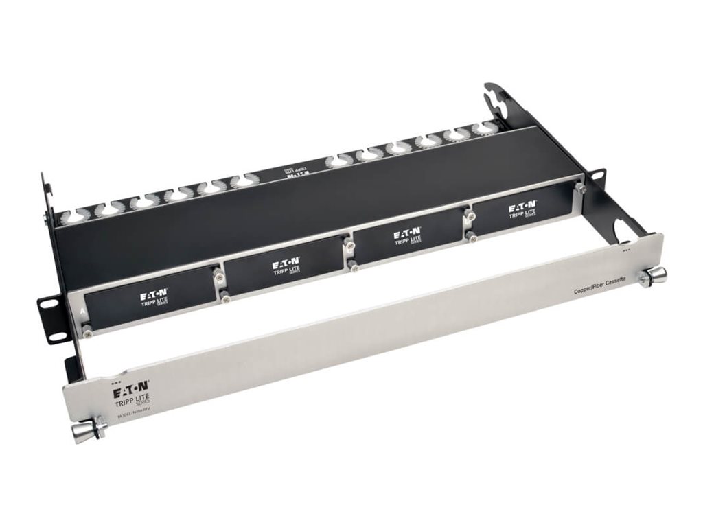 Tripp Eaton Tripp Lite Series High Density Copper Fiber Enclosure Panel 4-Cassette Capacity 1U - Netzwerkgerätegehäuse - Schwarz - 1U - 48.3 cm (19)