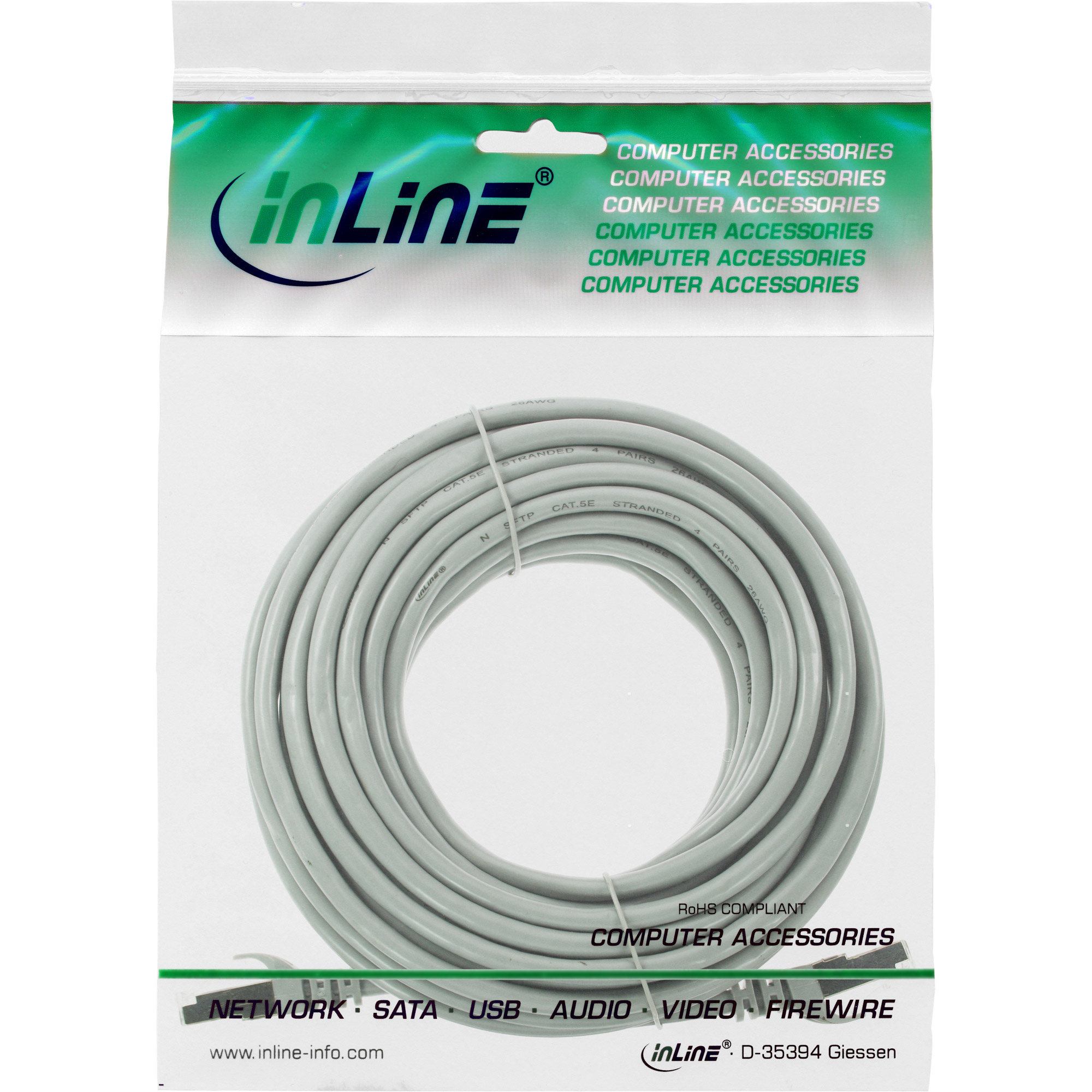 InLine Patchkabel - SFUTP - Cat.5e - grau - 50m - bulk