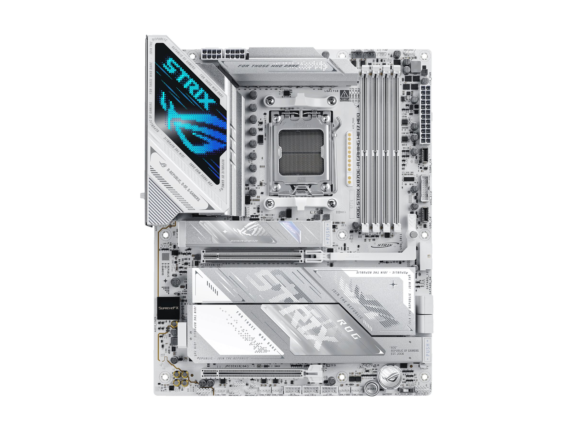 ASUS ROG STRIX X870E-A GAMING WIFI7 NEO - Motherboard - ATX - Socket AM5 - AMD X870E Chipsatz - USB4, USB 3.2 Gen 1, USB-C 3.2 Gen 1, USB-C 3.2 Gen 2x2, USB 3.2 Gen 2, USB-C 3.2 Gen2 - Wi-Fi 7, 5 Gigabit Ethernet, Bluetooth - Onboard-Grafik (CPU erforderl