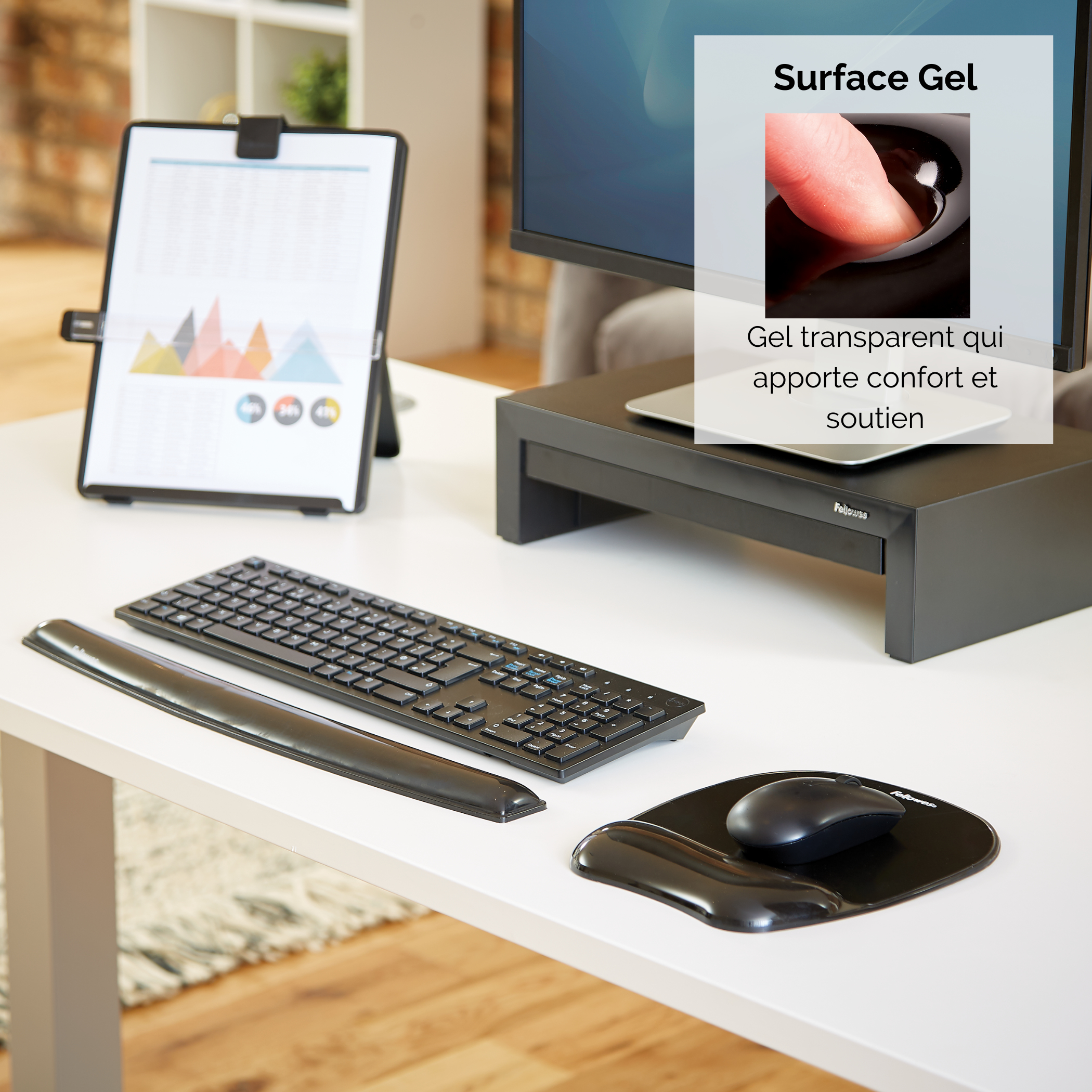 Fellowes Gel Crystals - Tastatur-Handgelenkauflage - Schwarz, Ansicht 4