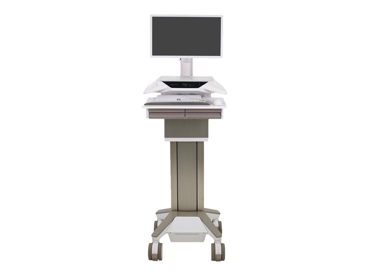 Ergotron CareFit Pro - Wagen - Electric Lift - für LCD-Display  PC-Ausrüstung - verriegelbar - medizinisch - weiß Warm Gray - Bildschirmgröße: bis zu 686 cm (bis zu 27 Zoll)