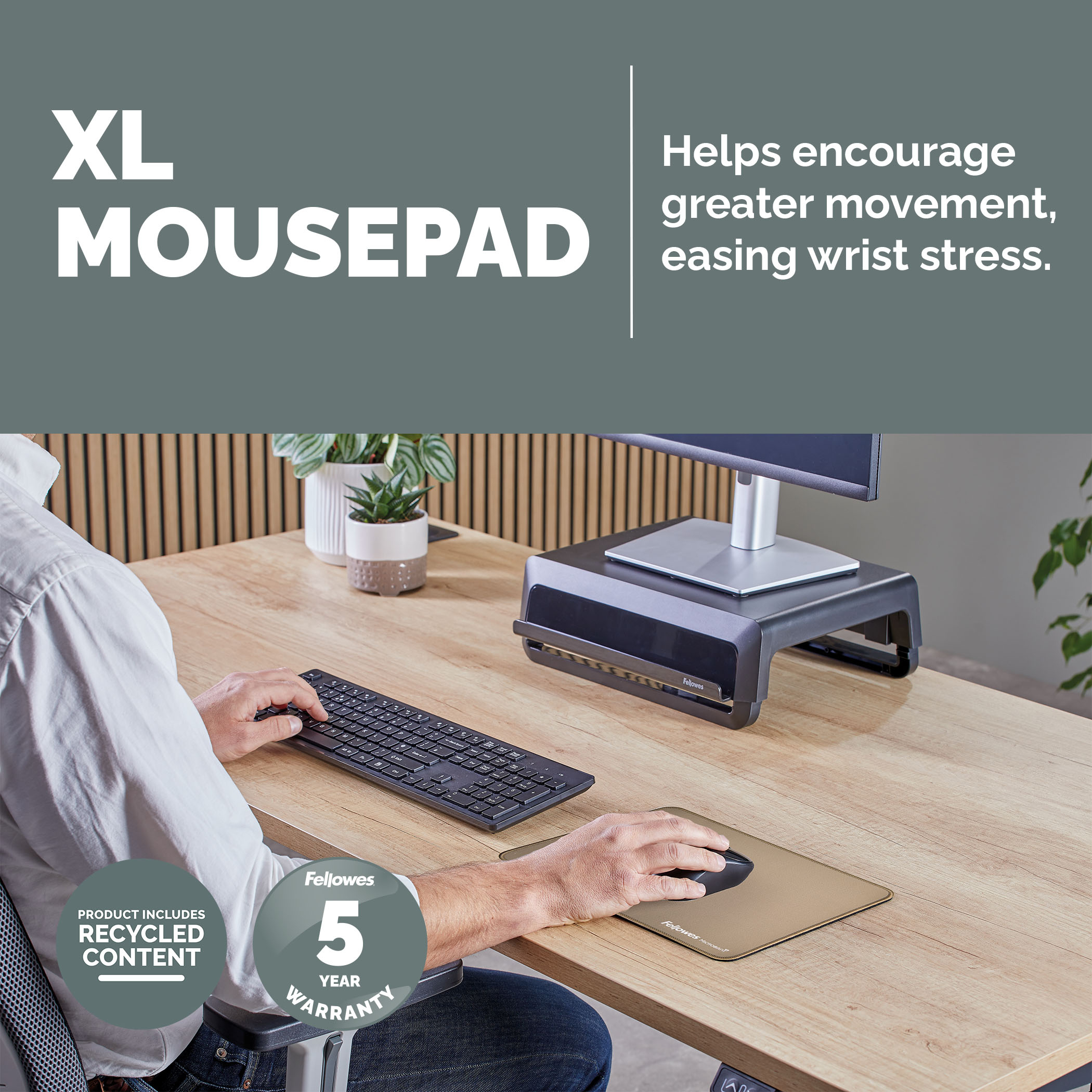 Fellowes Mauspad Breyta XL 28.00x21.00cm sand, Ansicht 2