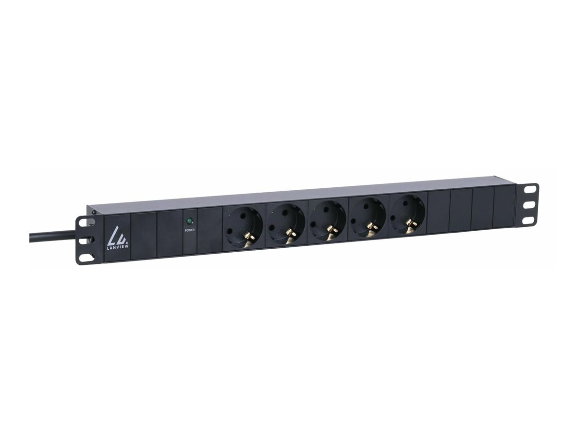 Lanview 19'' rack mount power strip 10A with 5 x Schuko type - Rackbefestigung, Ansicht 2