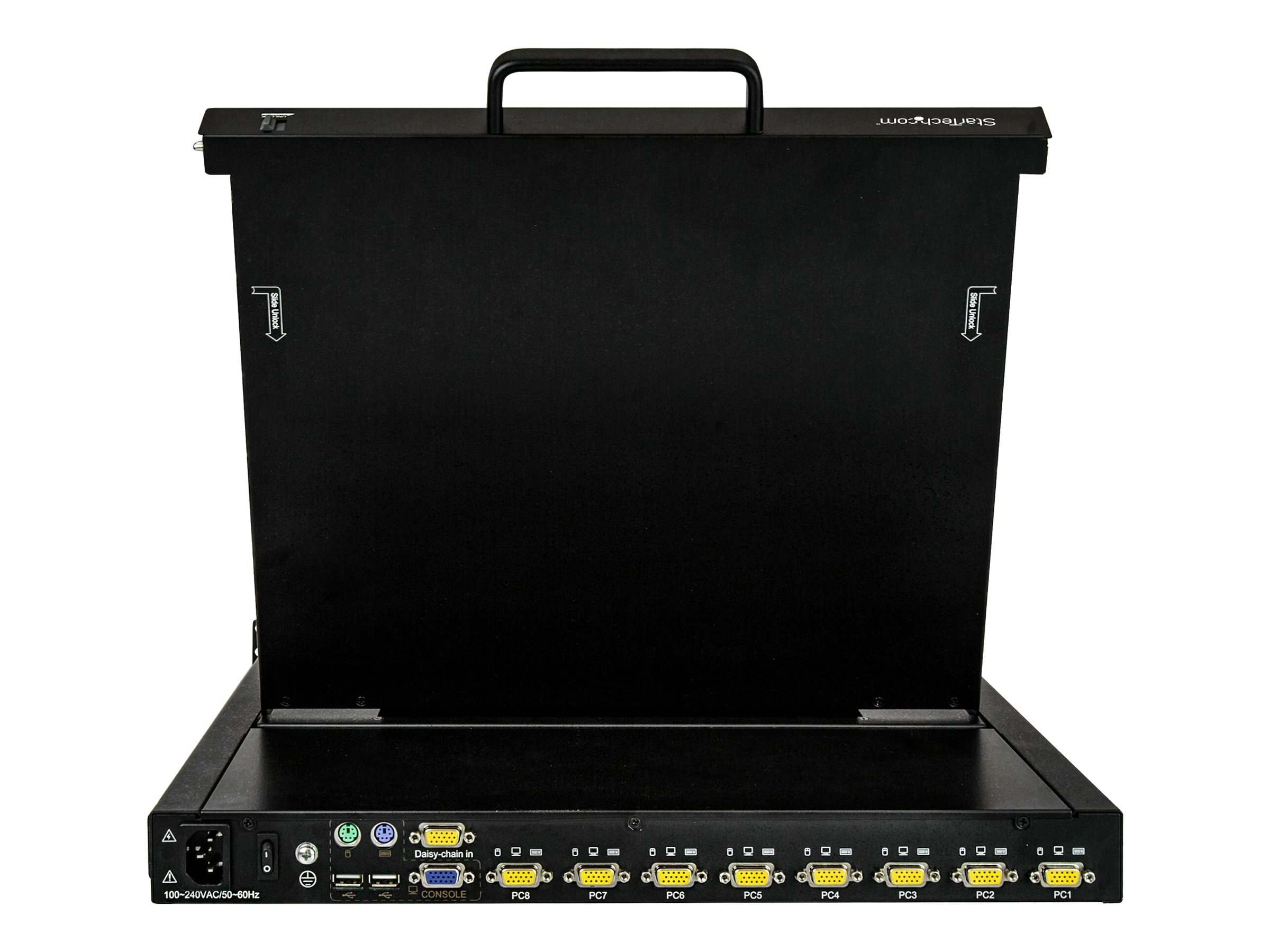 StarTech.com 8 Port Rack KVM Konsole mit 18 m Kabeln - US Tastatur(QWERTY) Integrierter KVM Switch mit 17 LCD Monitor - 1HE LCD KVM Konsole - OSD KVM - 50.000 MTBF - USB + VGA(RKCONS1708K) - KVM-Konsole mit KVM-Switch - 8 Anschlüsse - USB - 43.2 cm (17