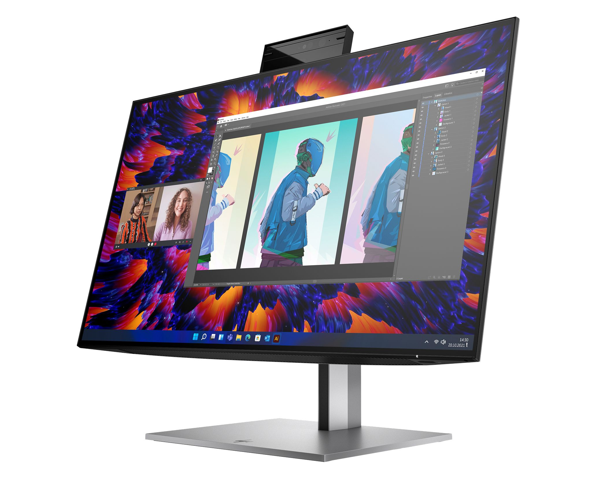 HP Z24m G3 QHD-Konferenzdisplay - 60,5 cm (23.8) - 2560 x 1440 Pixel - Quad HD - LCD - 5 ms - Silber, Ansicht 3