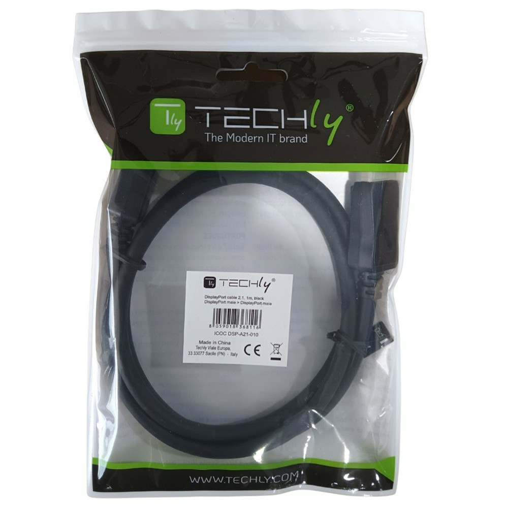 Techly Displayport 2.1 Audio/Video Kabel 4k 2m schwarz - Kabel - Audio/Multimedia, Ansicht 2