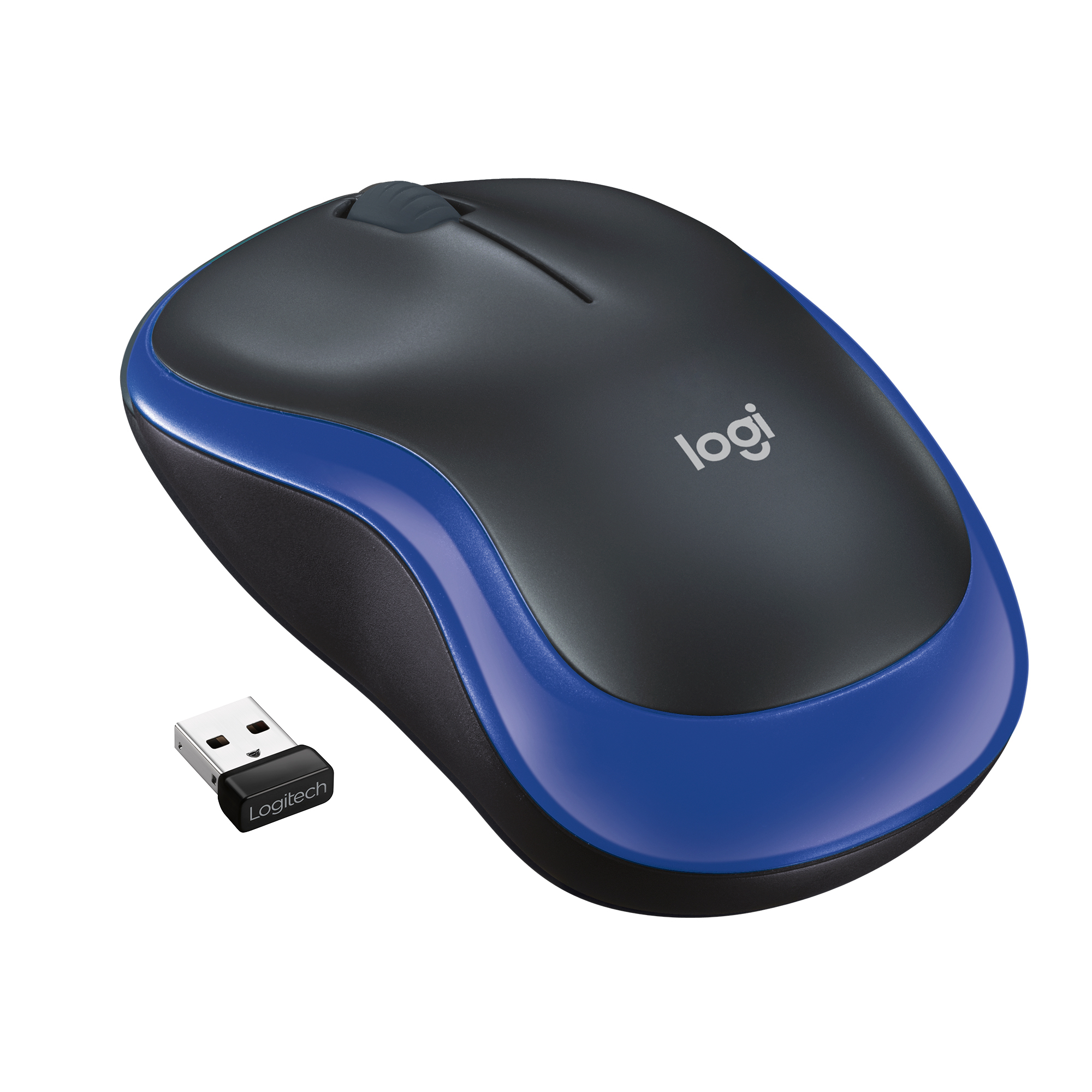 Logitech M185, Beidhändig, Optisch, RF Wireless, 1000 DPI, Schwarz, Blau