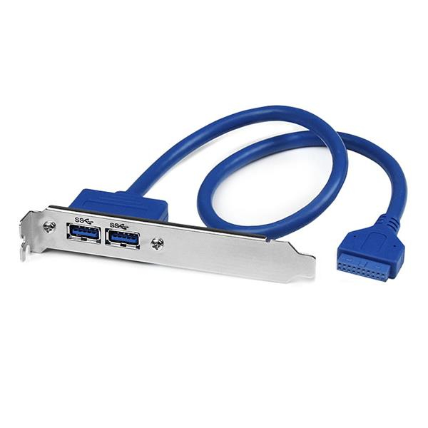 StarTech.com 2 Port USB 3.0 A Buchse Slotblech Adapter, IDC, USB 3.2 Gen 1 (3.1 Gen 1), Blau, Edelstahl, 0,5 m, CE, REACH, 500 mm