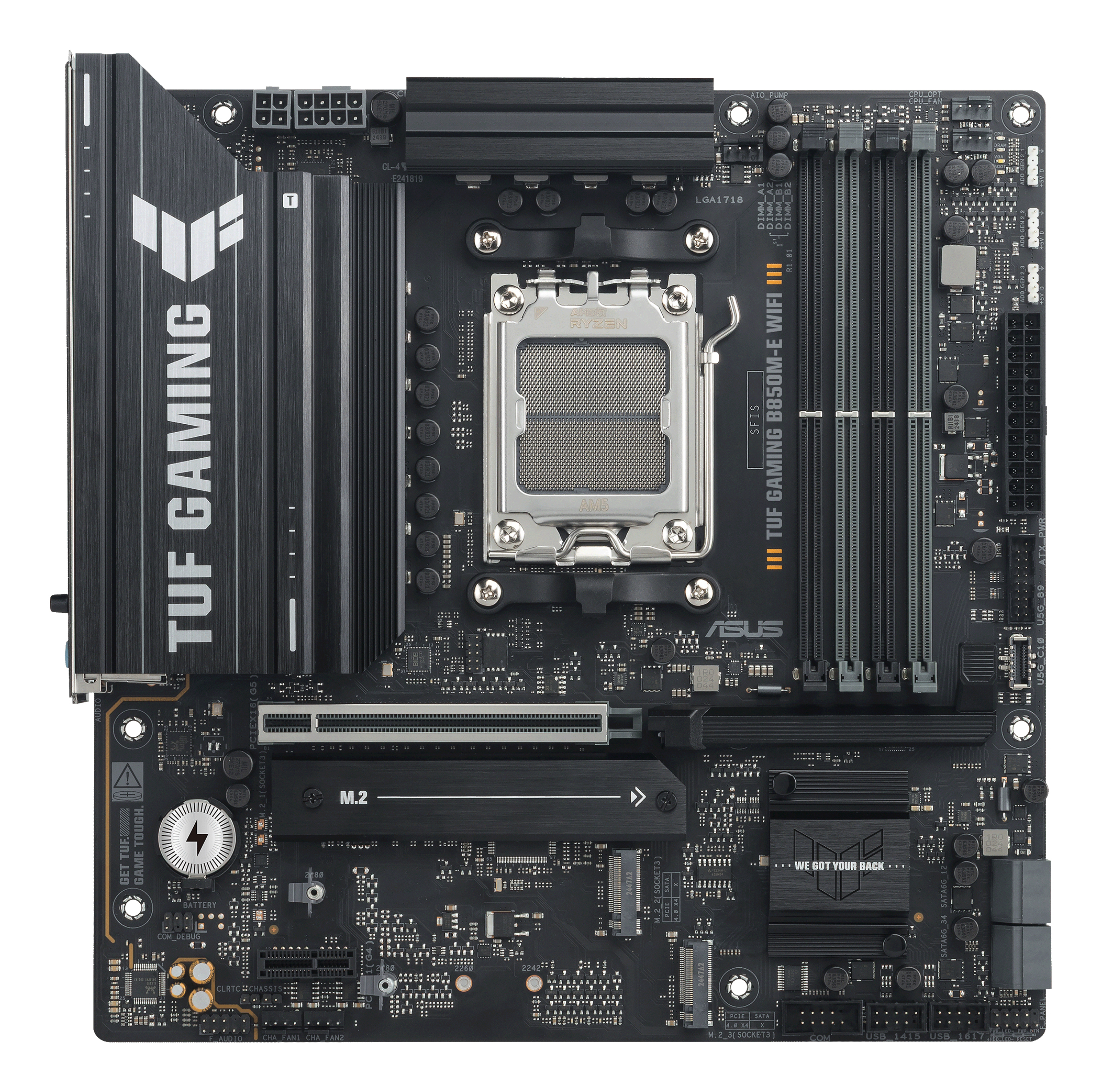 ASUS TUF GAMING B850M-E WIFI - Motherboard - micro ATX - Socket AM5 - AMD B850 Chipsatz - Bluetooth, 2.5 GB LAN, Ansicht 2