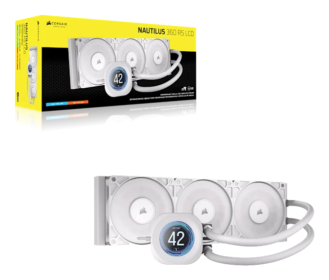 Corsair Nautilus 360 RS - Prozessor-Flüssigkeitskühlsystem - Kühlergröße: 360 mm - (für: AM5, AM4, LGA1851, LGA1700) - Weiß, Ansicht 3