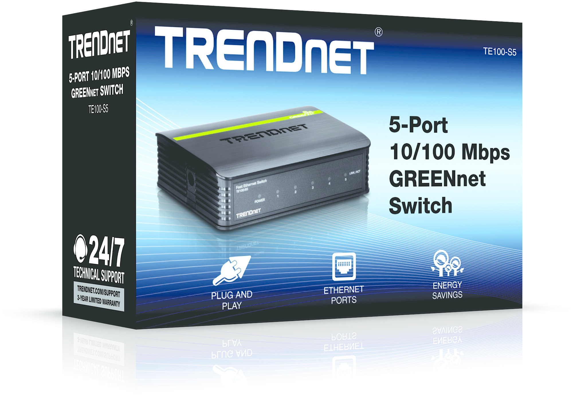 TRENDnet TE100 S5 - Switch - 5 x 10/100 - Desktop, Ansicht 2