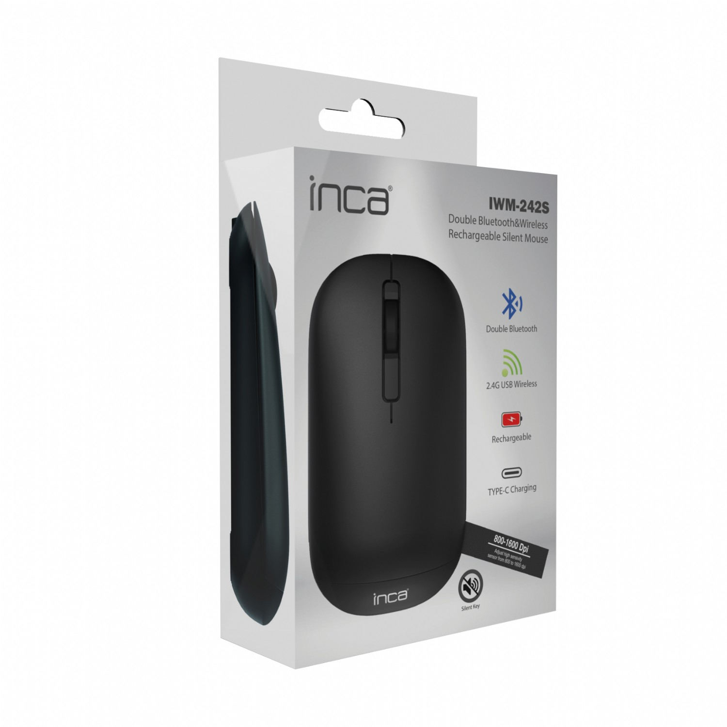 INCA Maus IWM-242S Ergonomisch wireless BT1 5.4+BT2 5.4, Ansicht 2