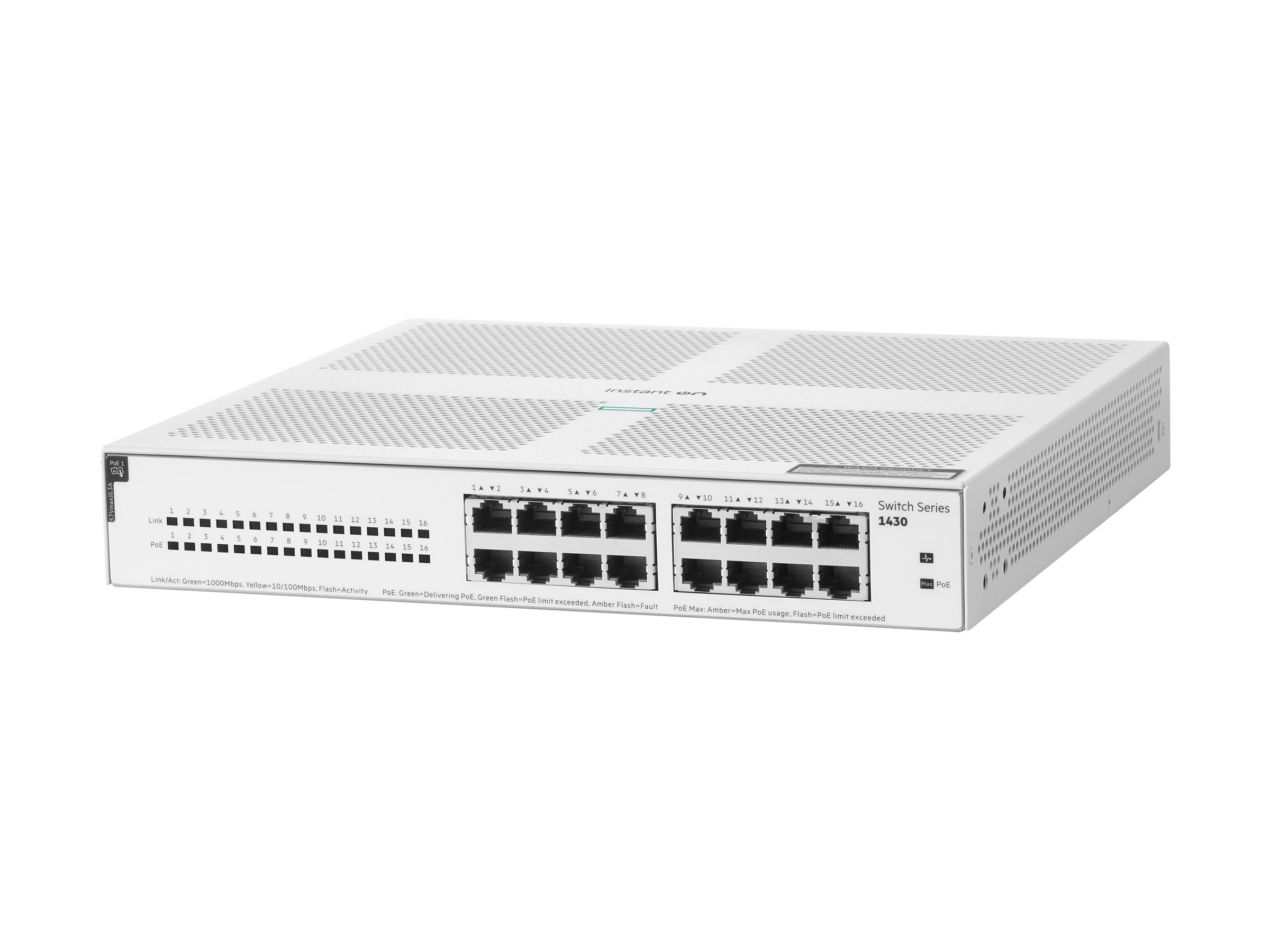 HPE Networking Instant On 1430 16G Class4 PoE 124W Switch - Switch - unmanaged - 16 x 10/100/1000 (PoE Class 4)