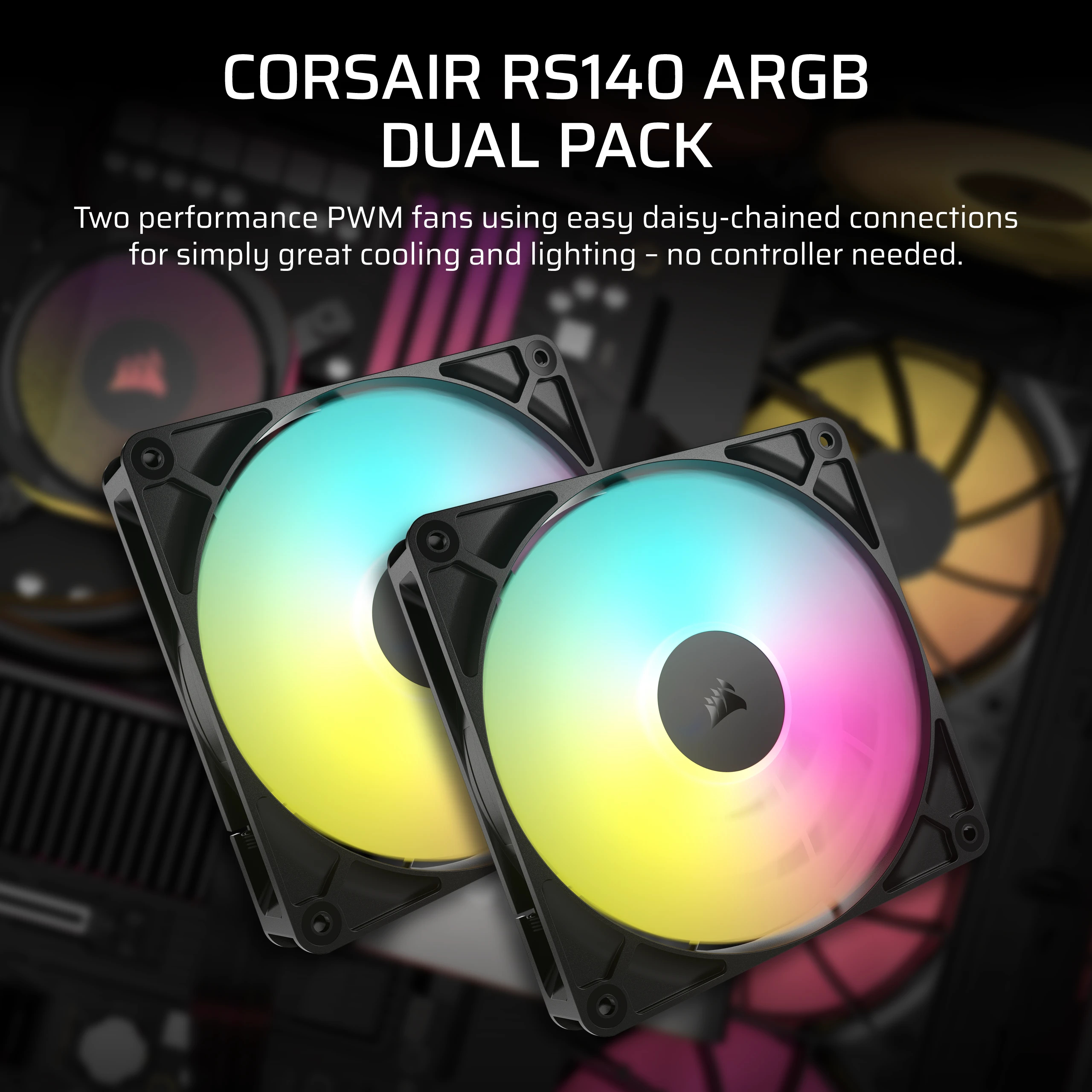 Corsair Lüfter 140*140*25 RS140 ARGB PWM Single Pack, Ansicht 4
