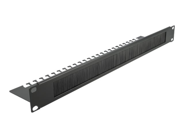 Delock Cable Management Brush Strip with Cable Support Plate - Kabelführungspanel mit Bürste - Schwarz - 1U - 48.3 cm (19)