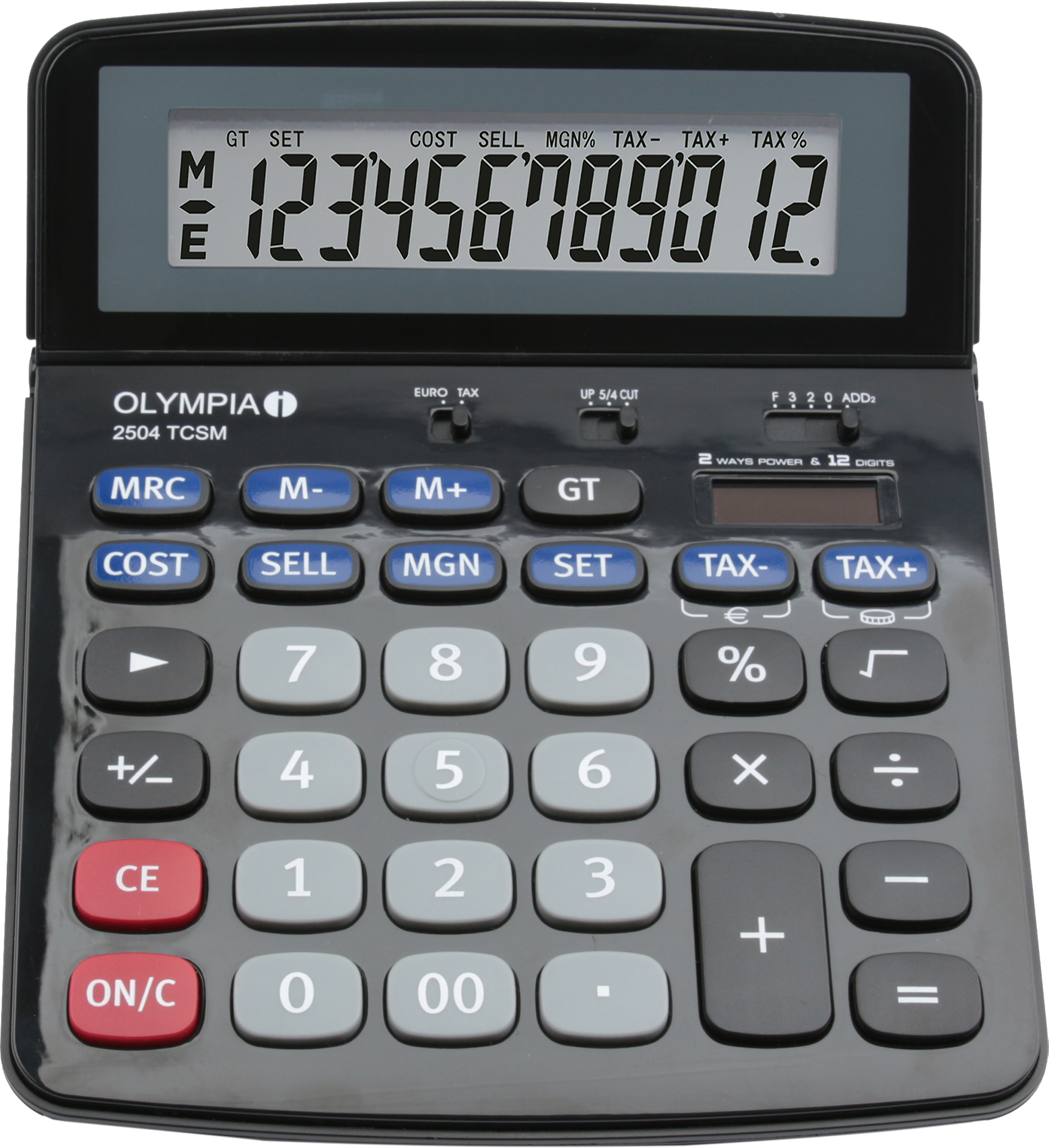 Olympia 2504 - Desktop - Finanzrechner - 12 Ziffern - Batterie/Solar - Schwarz - Blau - Grau, Ansicht 4