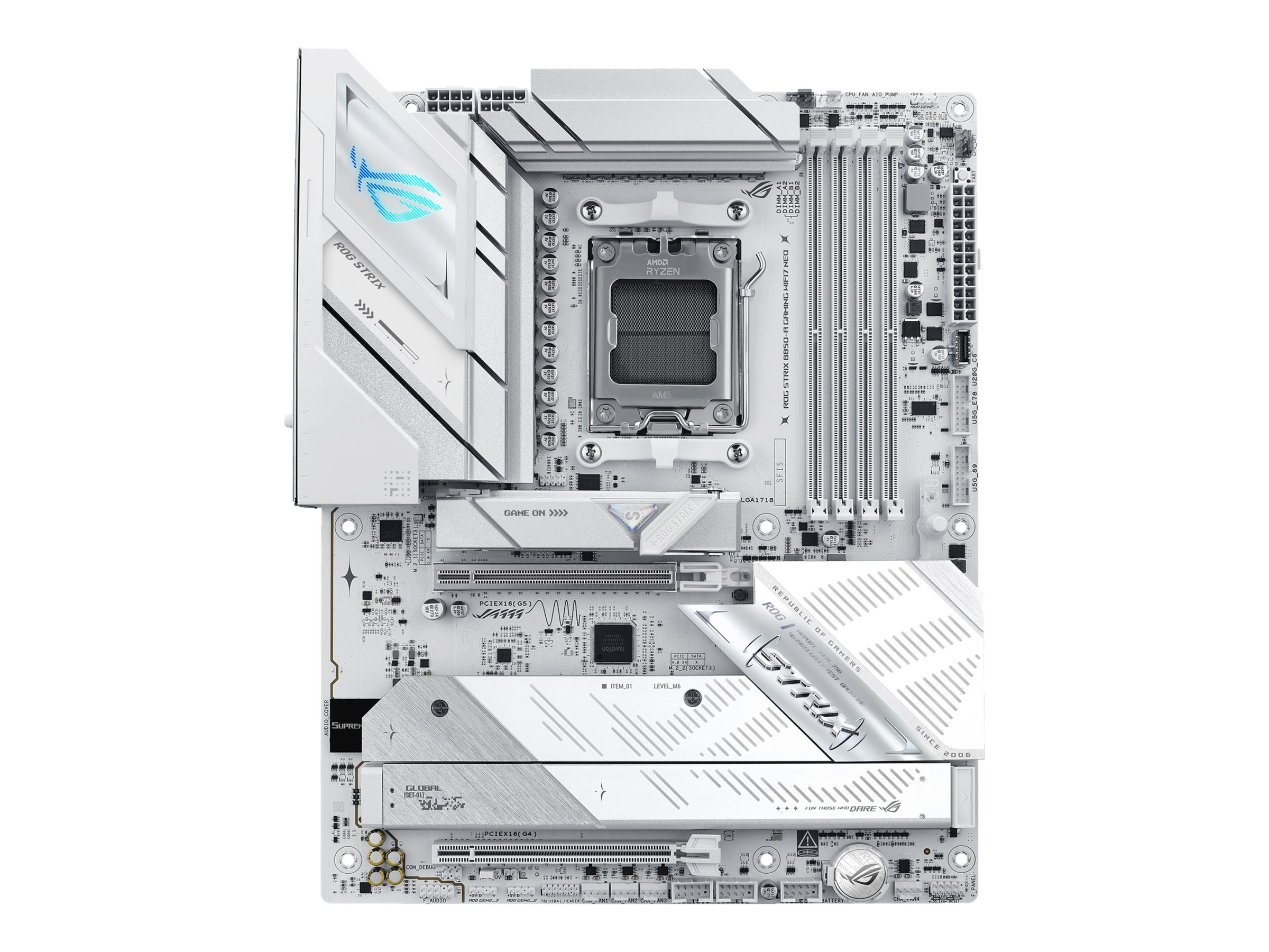 ASUS ROG STRIX B850-A GAMING WIFI7 NEO - Motherboard - ATX - Socket AM5 - AMD B850 Chipsatz - USB 3.2 Gen 2, USB-C 3.2 Gen2, USB 3.2 Gen 1, USB-C 3.2 Gen 2x2, USB4 - Wi-Fi 7, Bluetooth, 5 Gigabit Ethernet - Onboard-Grafik (CPU erforderlich)