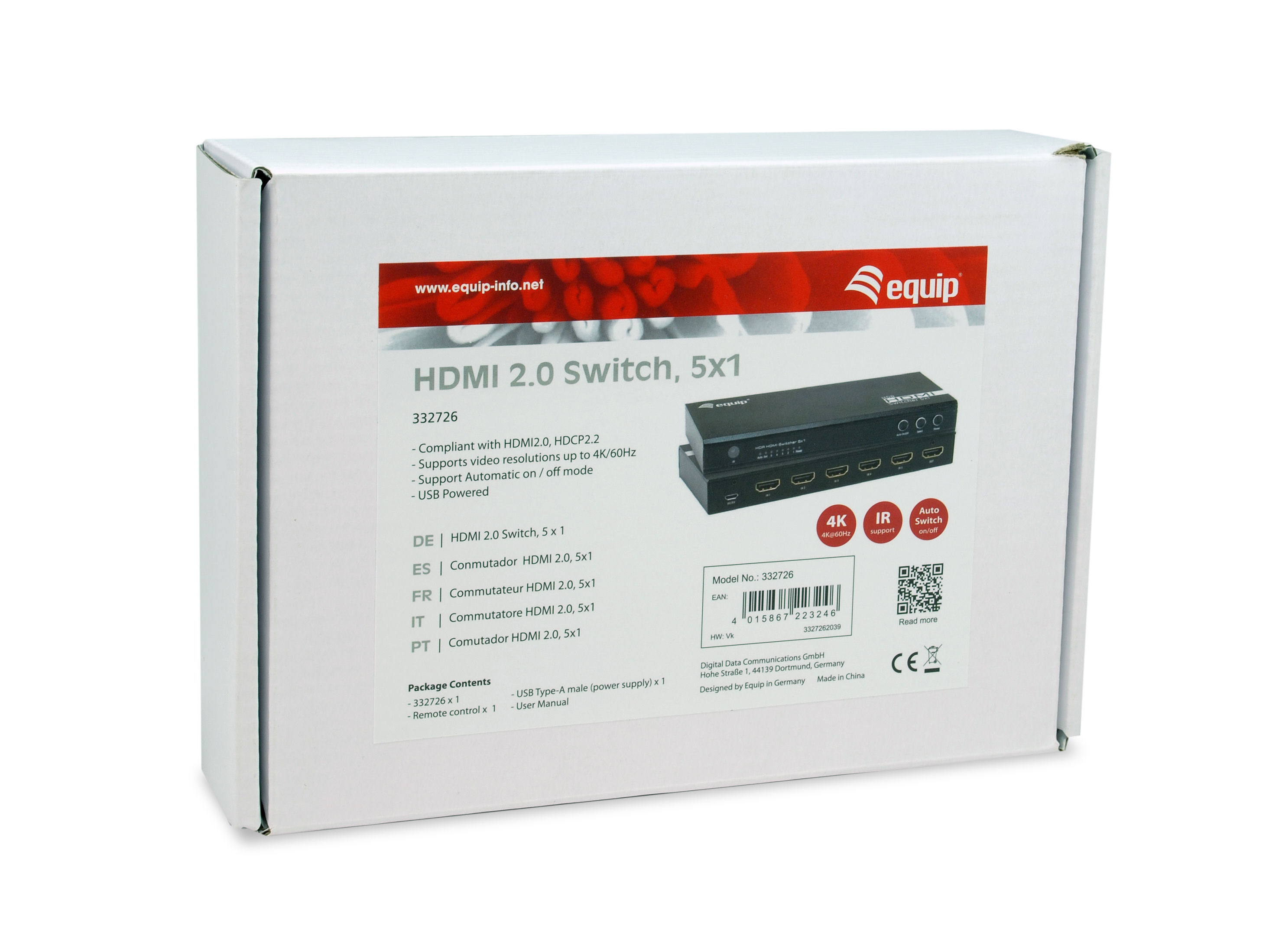 Equip 332726 - HDMI - Aluminium - Schwarz - 60 Hz - 3840 x 2160 Pixel - 7.1 Kanäle, Ansicht 3